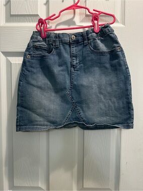 Girls' Washed Blue Denim Mini Skirt